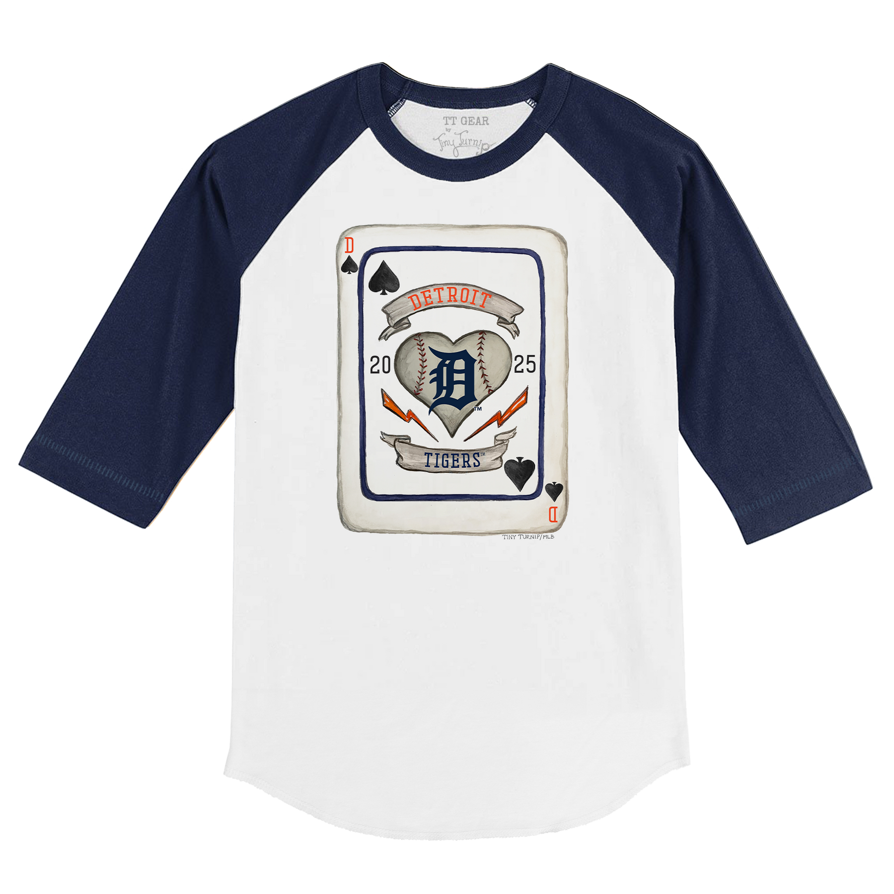 Detroit Tigers Card 3/4 Navy Blue Sleeve Raglan