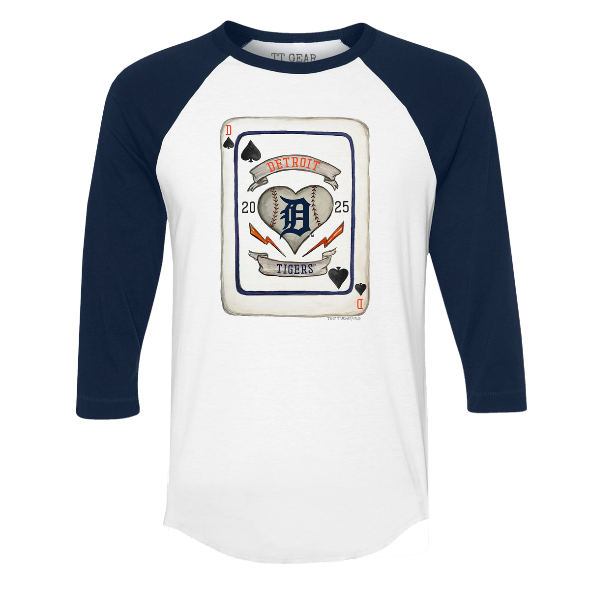 Detroit Tigers Card 3/4 Navy Blue Sleeve Raglan