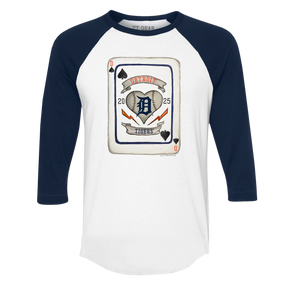 Detroit Tigers Card 3/4 Navy Blue Sleeve Raglan