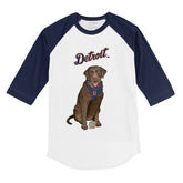 Detroit Tigers Chocolate Labrador Retriever 3/4 Navy Blue Sleeve Raglan