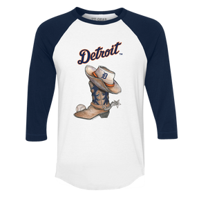 Detroit Tigers Cowboy Boot 3/4 Navy Blue Sleeve Raglan