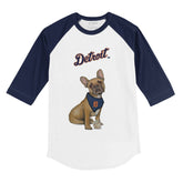 Detroit Tigers French Bulldog 3/4 Navy Blue Sleeve Raglan