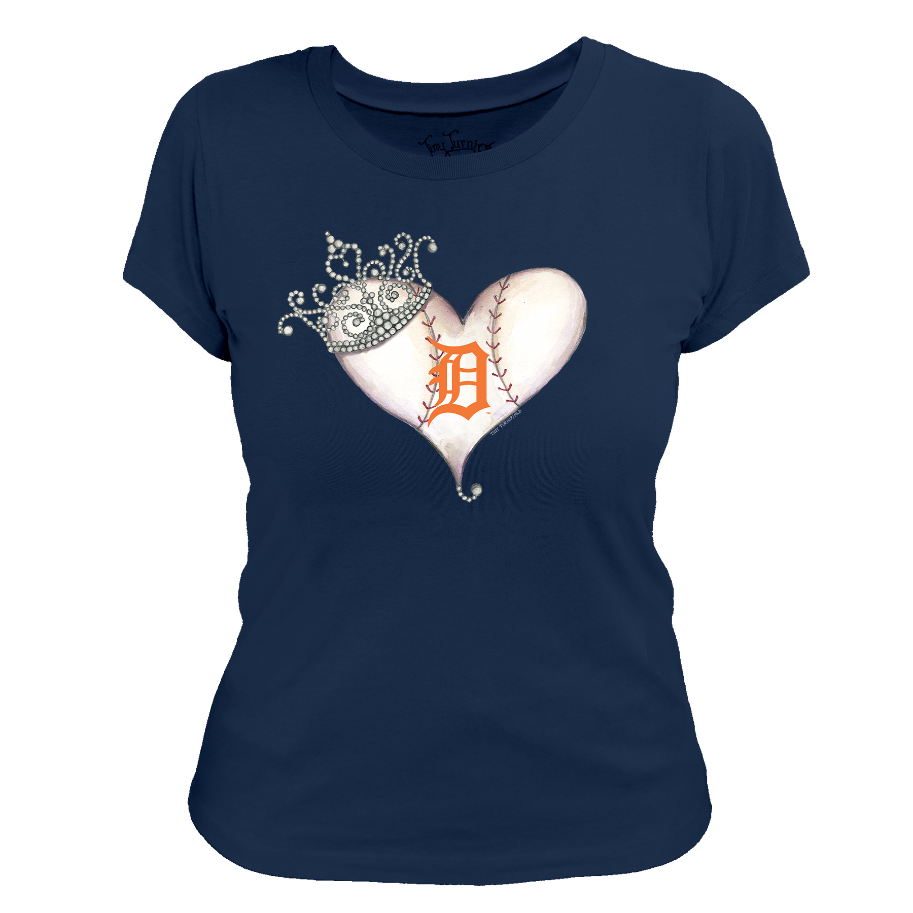 Detroit Tigers Tiara Heart Tee Shirt - Tiny Turnip