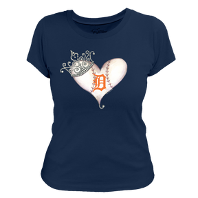 Detroit Tigers Tiara Heart Tee Shirt - Tiny Turnip
