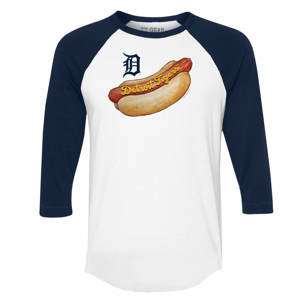 Detroit Tigers Hot Dog 3/4 Navy Blue Sleeve Raglan