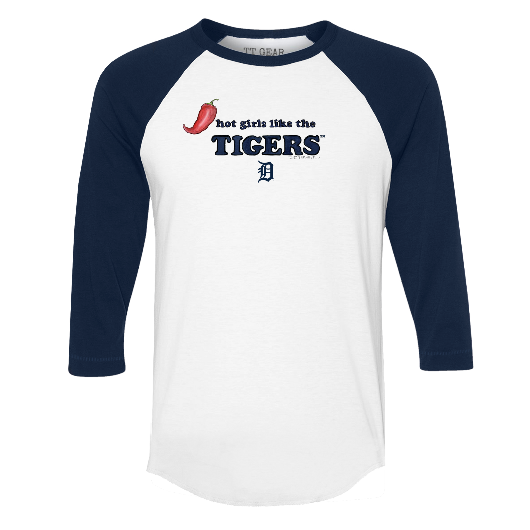 Detroit Tigers Hot Girls 3/4 Navy Blue Sleeve Raglan