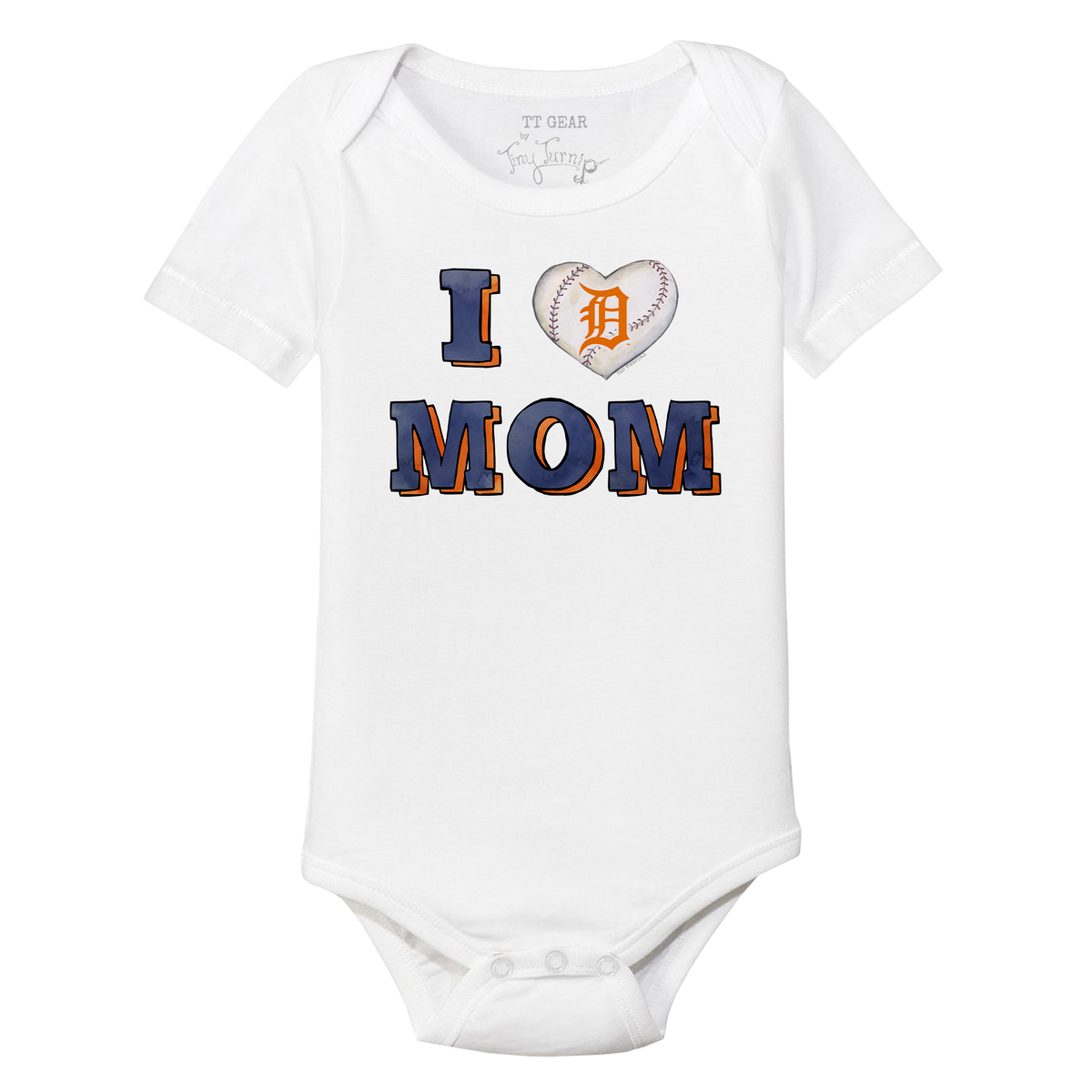 Detroit Tigers I Love Mom Short Sleeve Snapper
