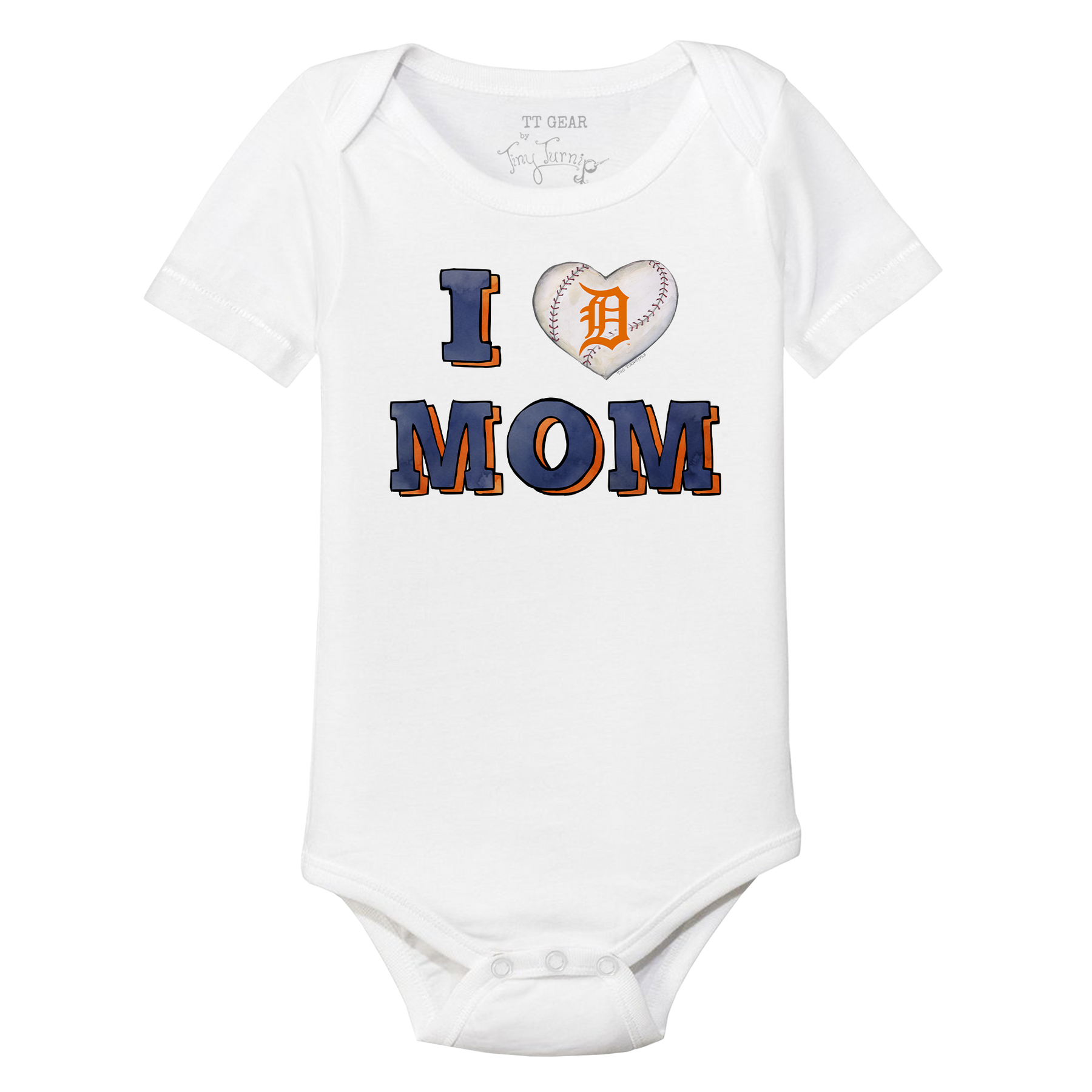 Detroit Tigers I Love Mom Short Sleeve Snapper