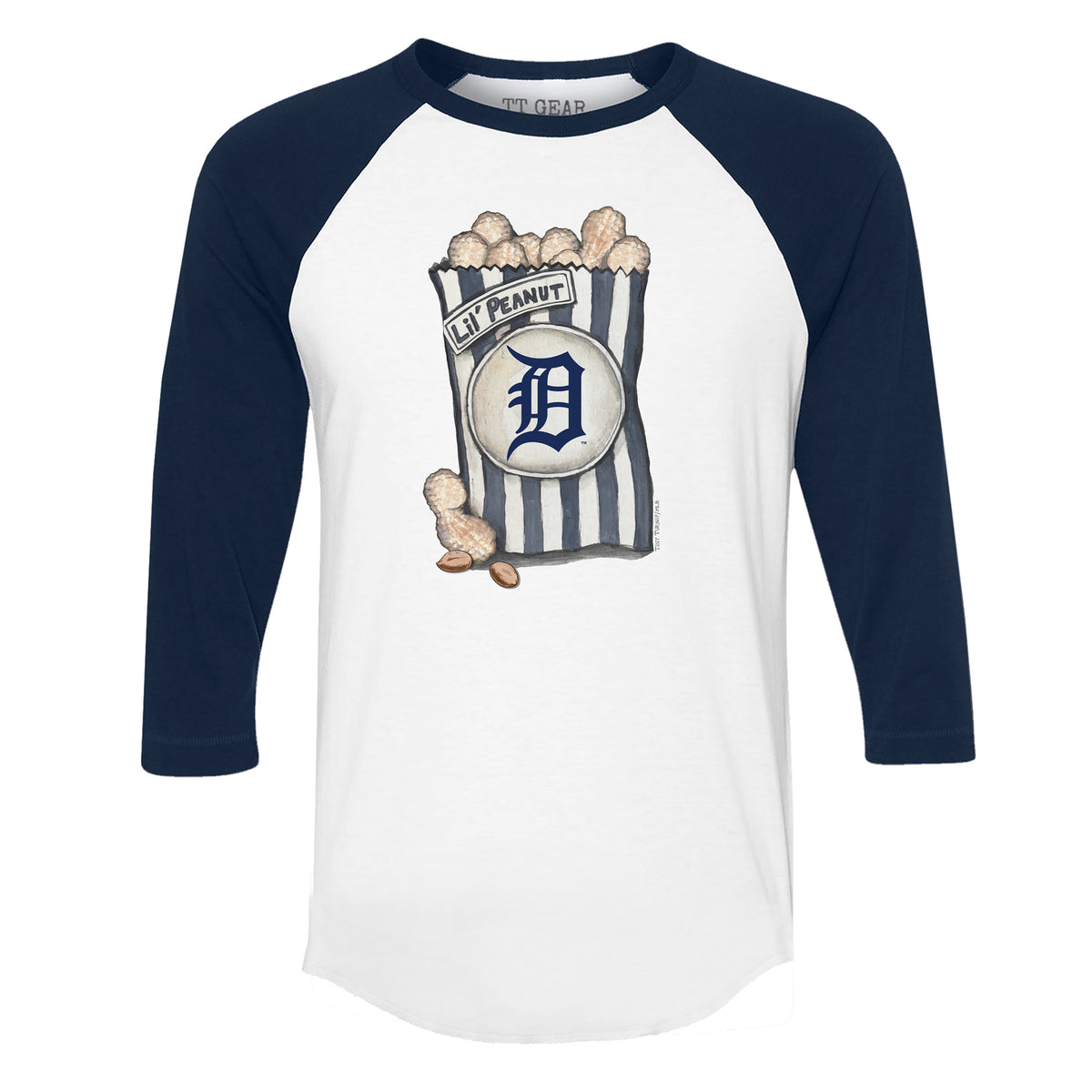 Detroit Tigers Lil' Peanut 3/4 Navy Blue Sleeve Raglan