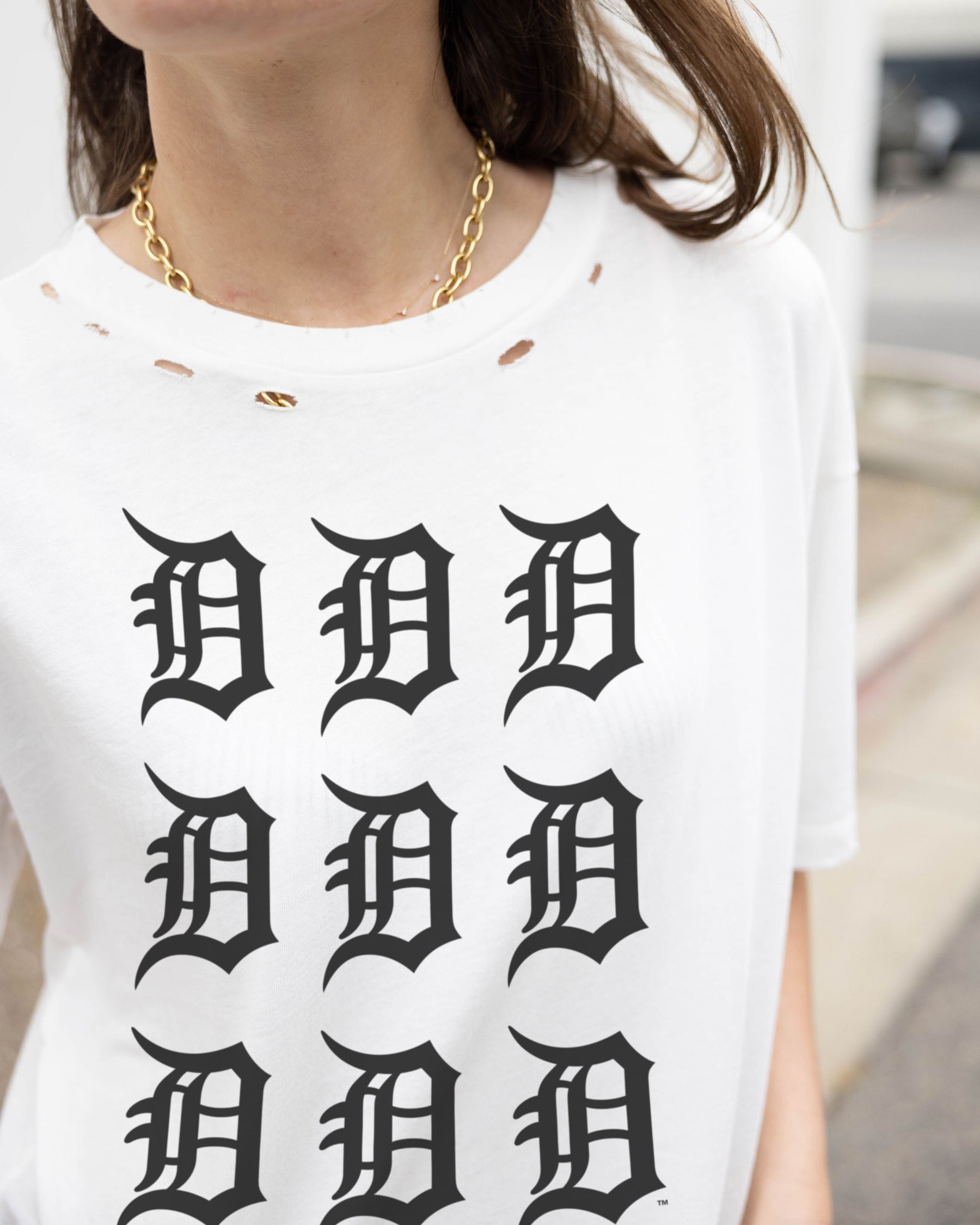 Detroit Tigers Logo Grid Vintage Tee