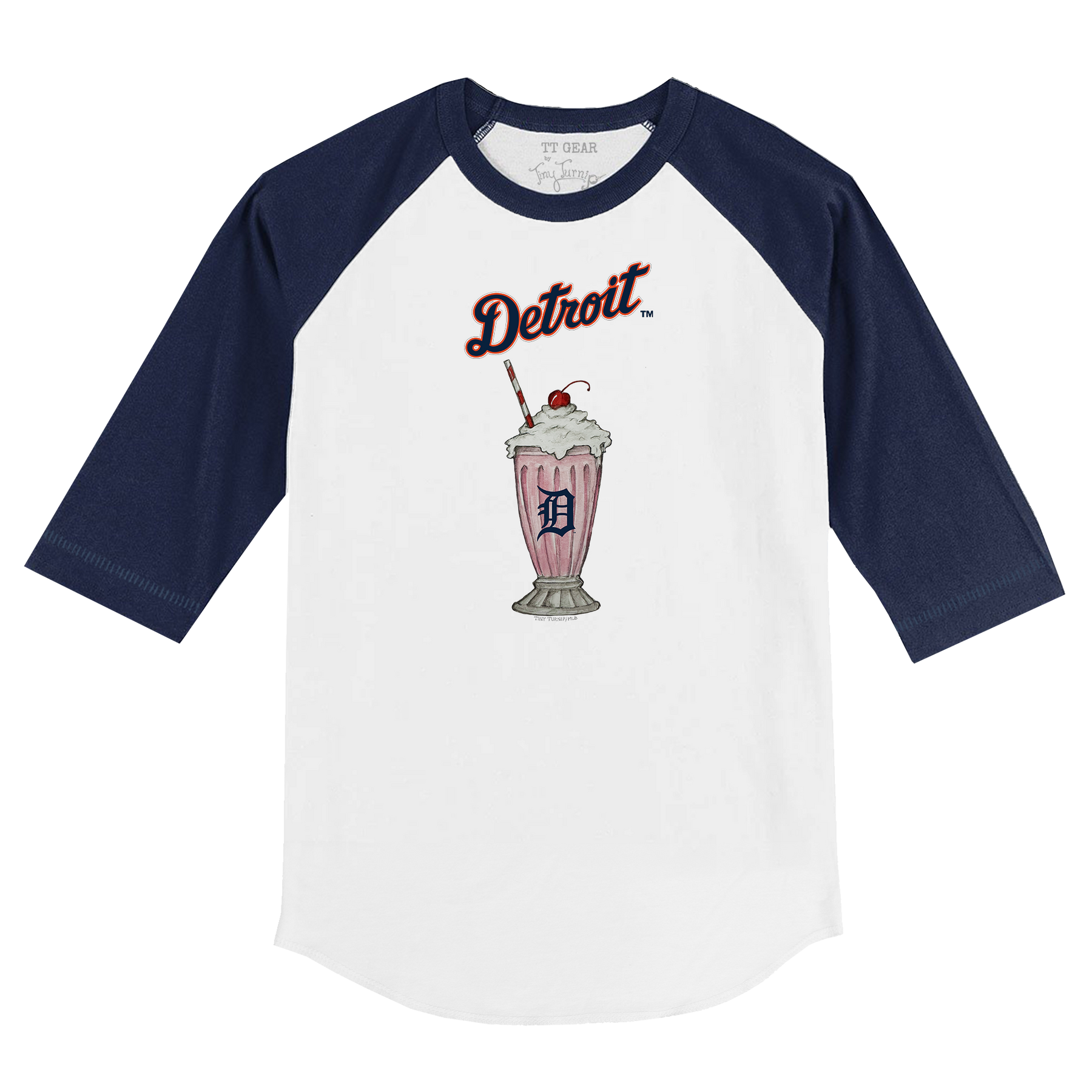 Detroit Tigers Milkshake 3/4 Navy Blue Sleeve Raglan