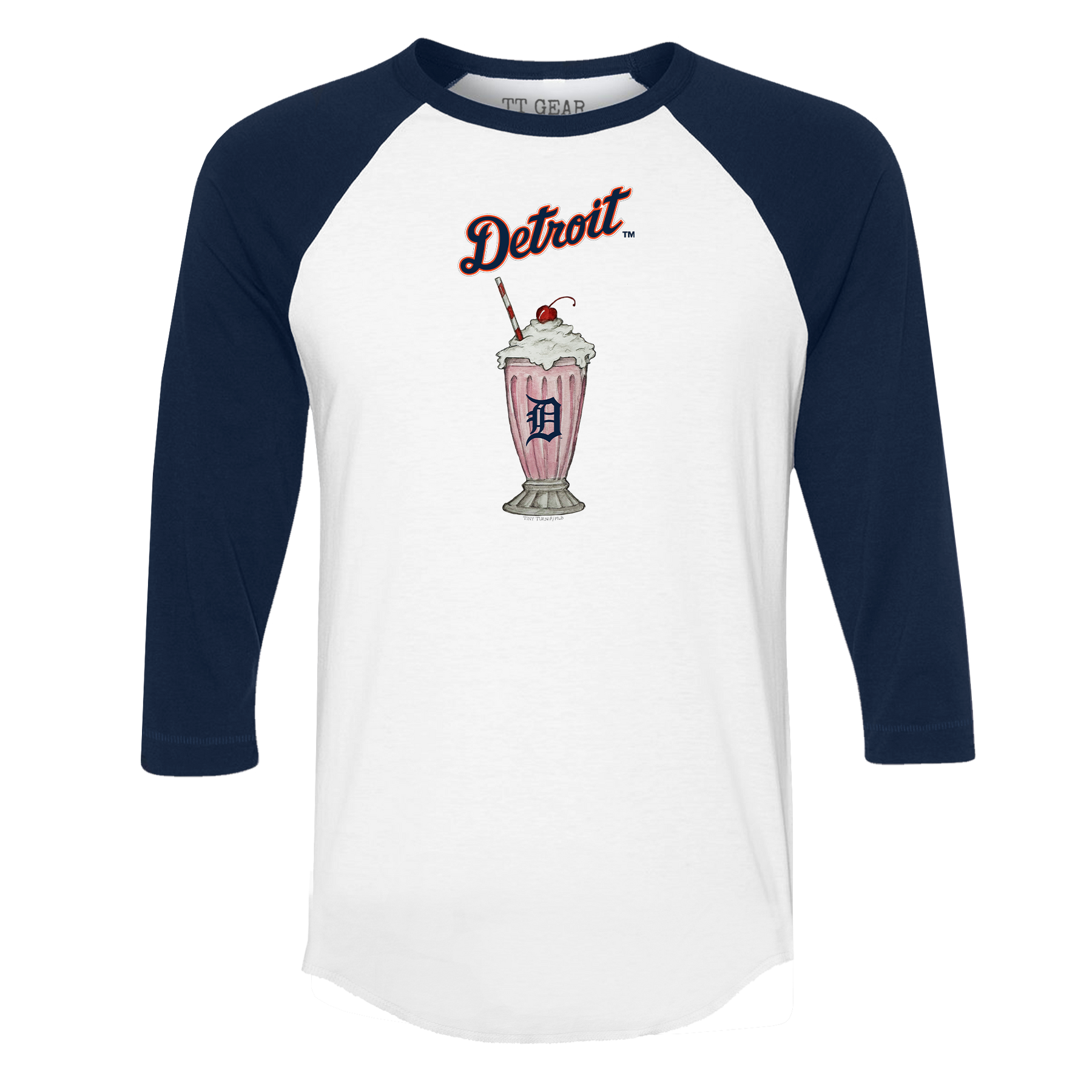 Detroit Tigers Milkshake 3/4 Navy Blue Sleeve Raglan