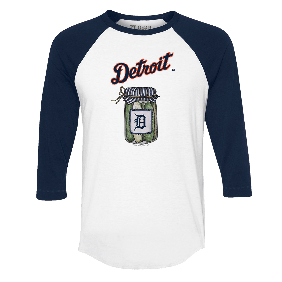 Detroit Tigers Pickle Jar 3/4 Navy Blue Sleeve Raglan