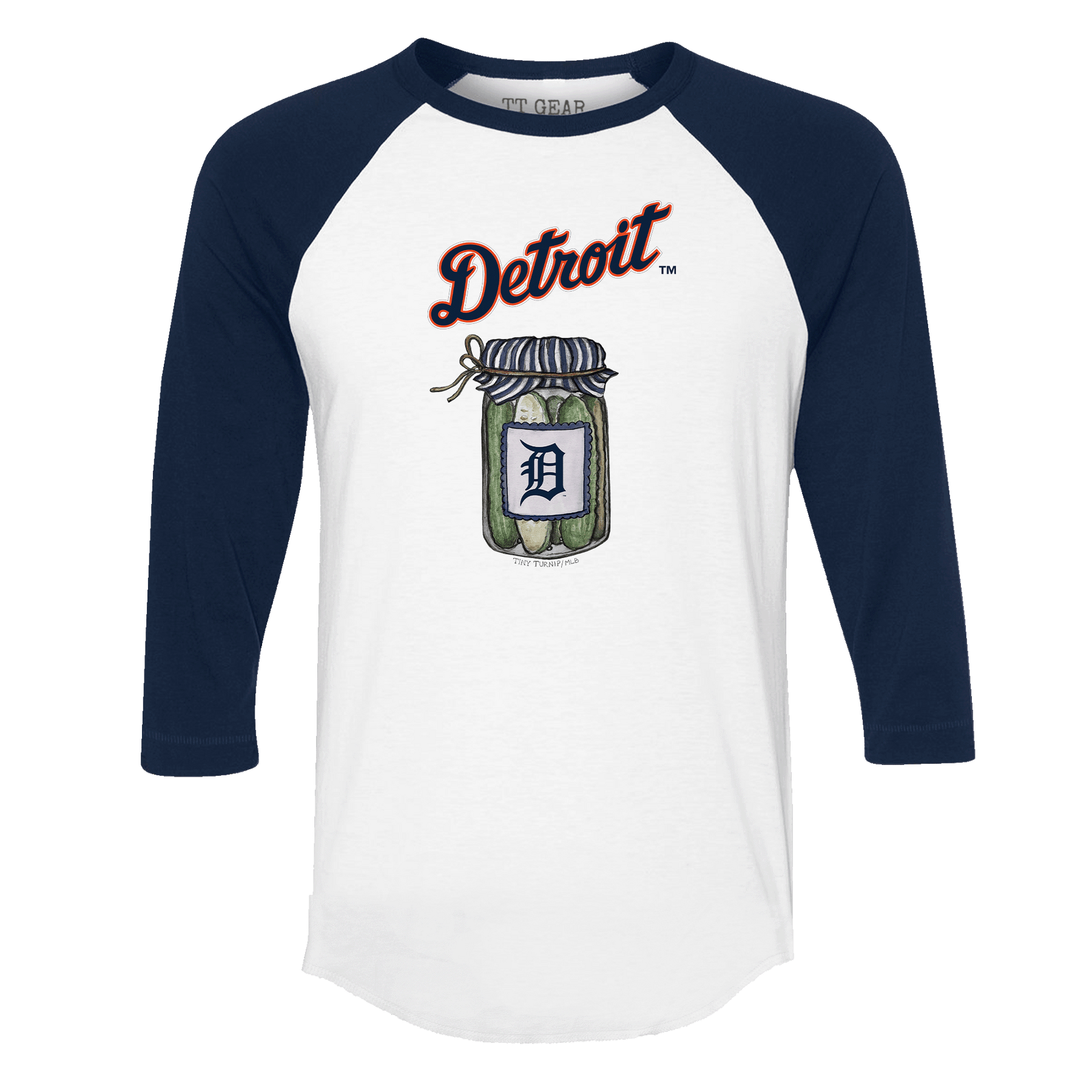 Detroit Tigers Pickle Jar 3/4 Navy Blue Sleeve Raglan