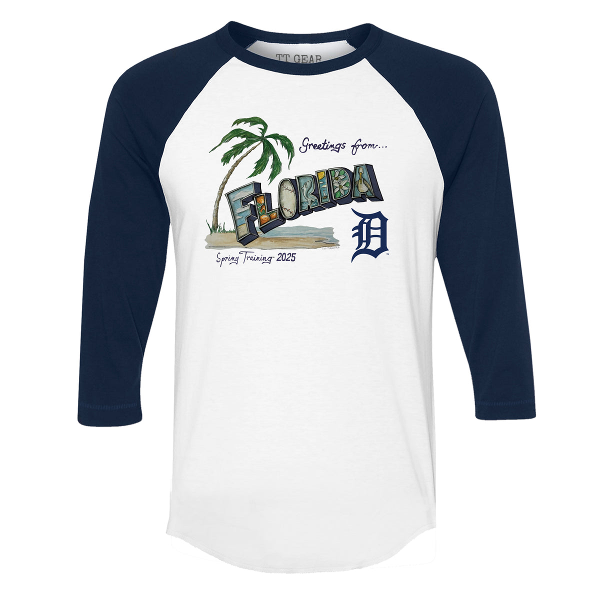 Detroit Tigers Spring Training 2025 3/4 Navy Blue Sleeve Raglan