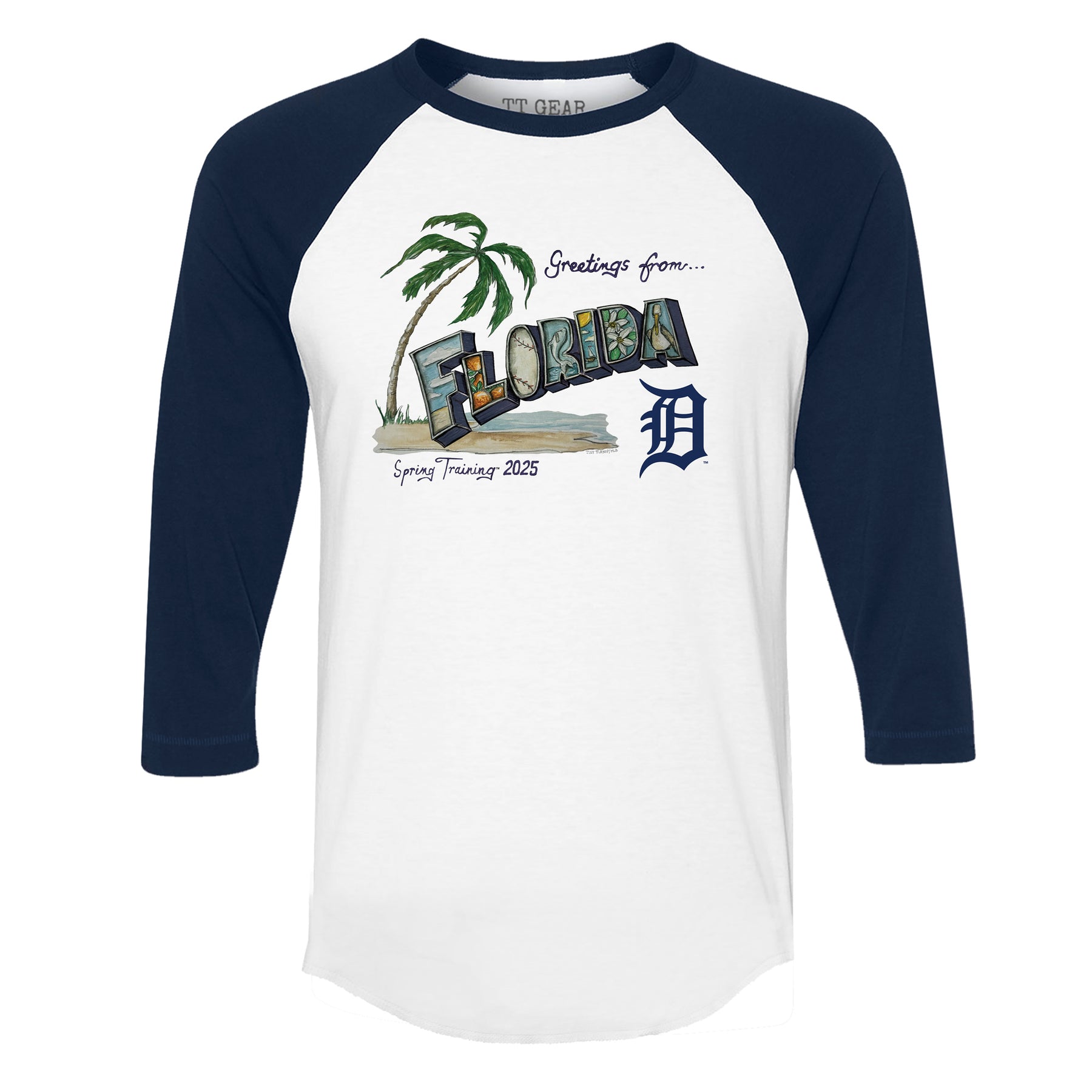 Detroit Tigers Spring Training 2025 3/4 Navy Blue Sleeve Raglan