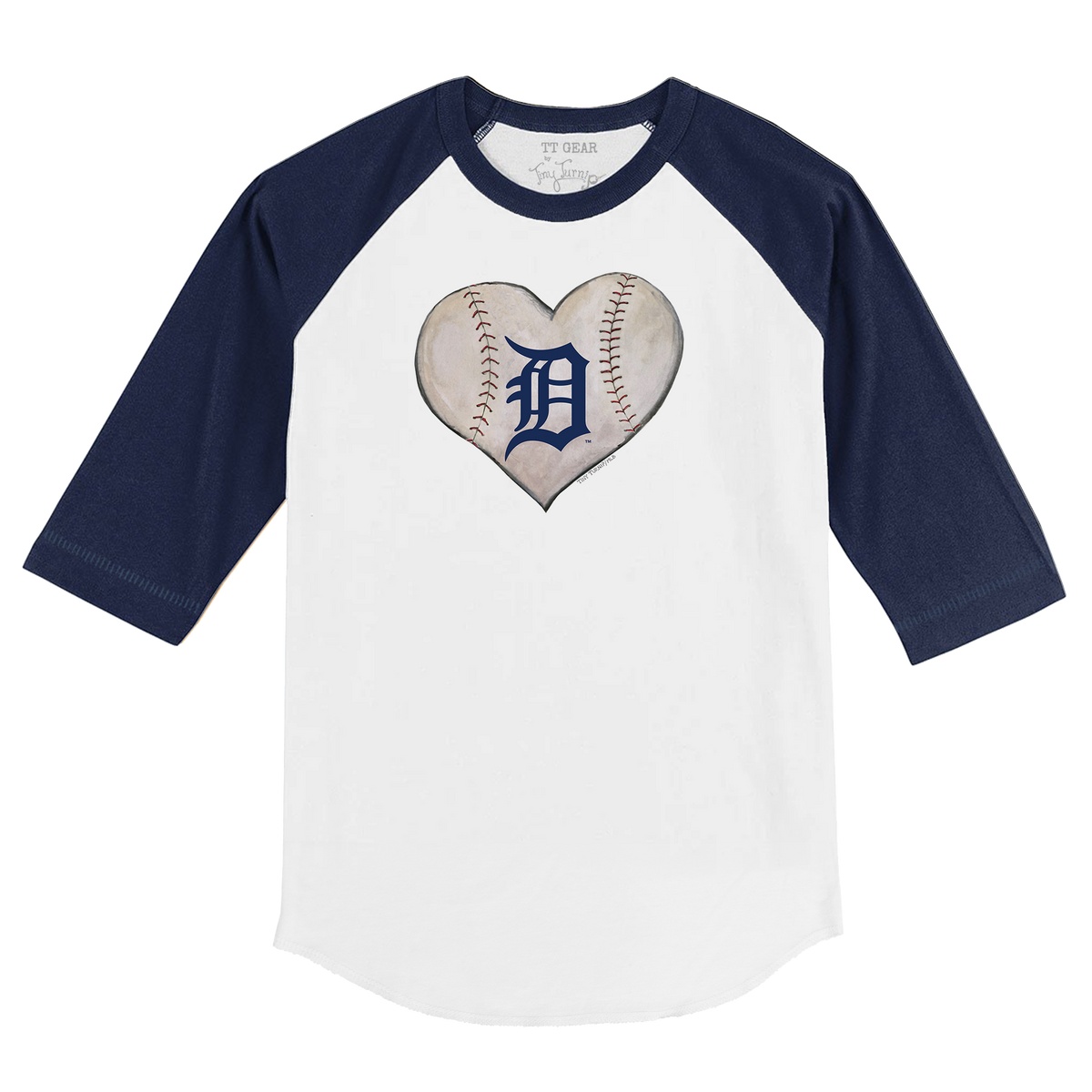 Detroit Tigers Stitched Heart 3/4 Navy Blue Sleeve Raglan - Tiny Turnip