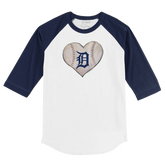 Detroit Tigers Stitched Heart 3/4 Navy Blue Sleeve Raglan - Tiny Turnip