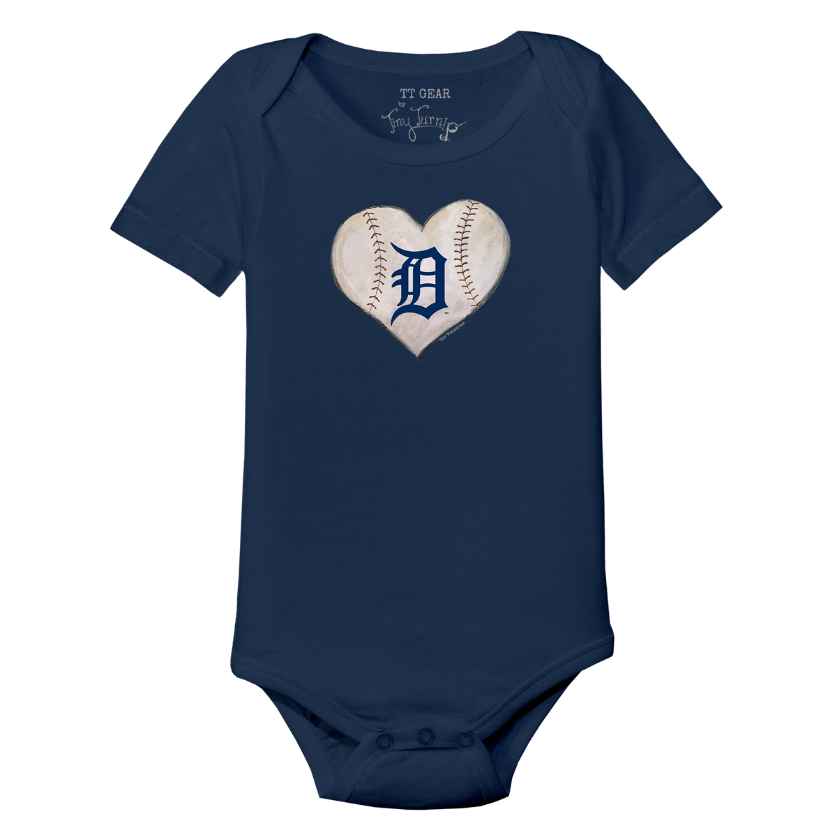 Detroit Tigers Stitched Heart Short Sleeve Snapper - Tiny Turnip