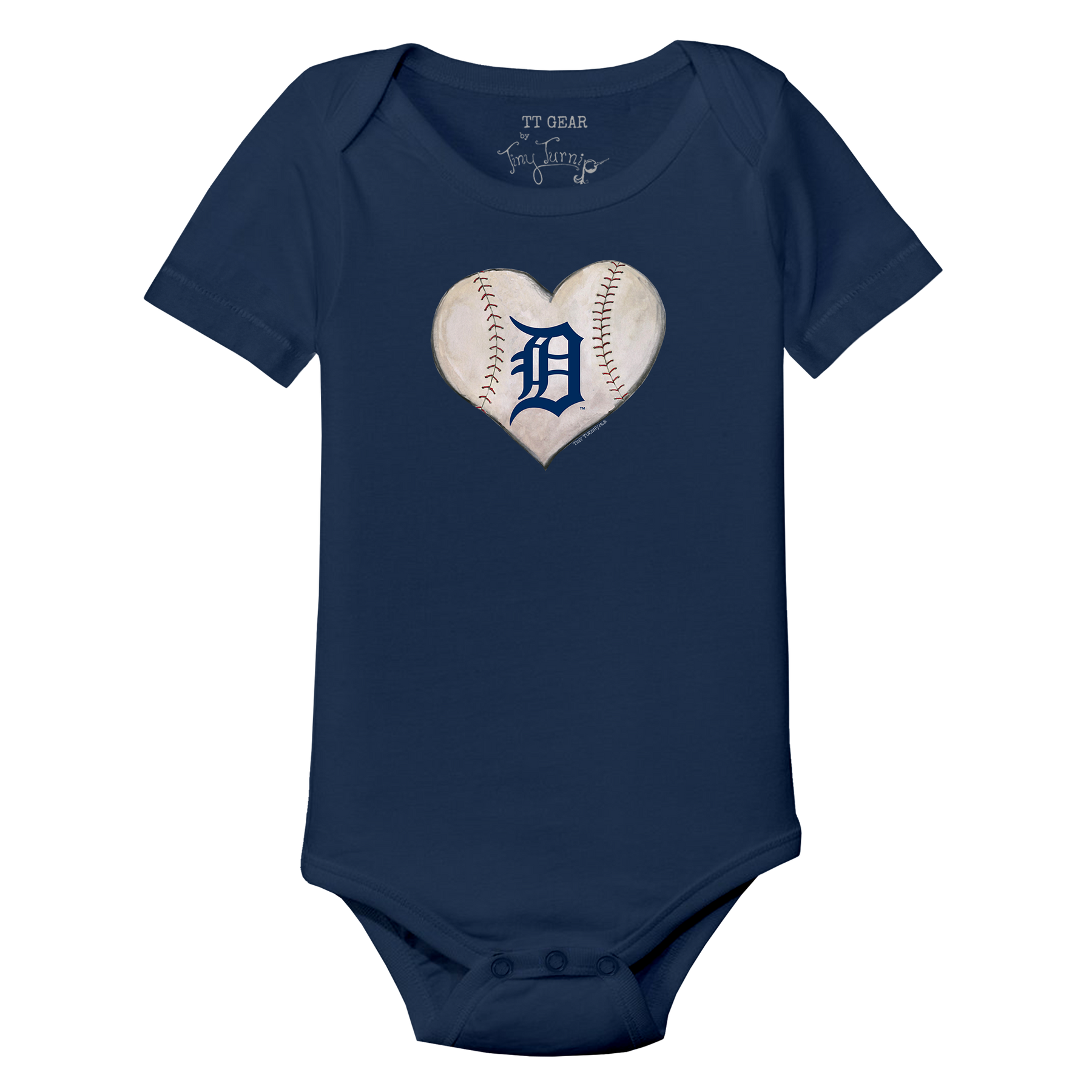 Detroit Tigers Stitched Heart Short Sleeve Snapper - Tiny Turnip