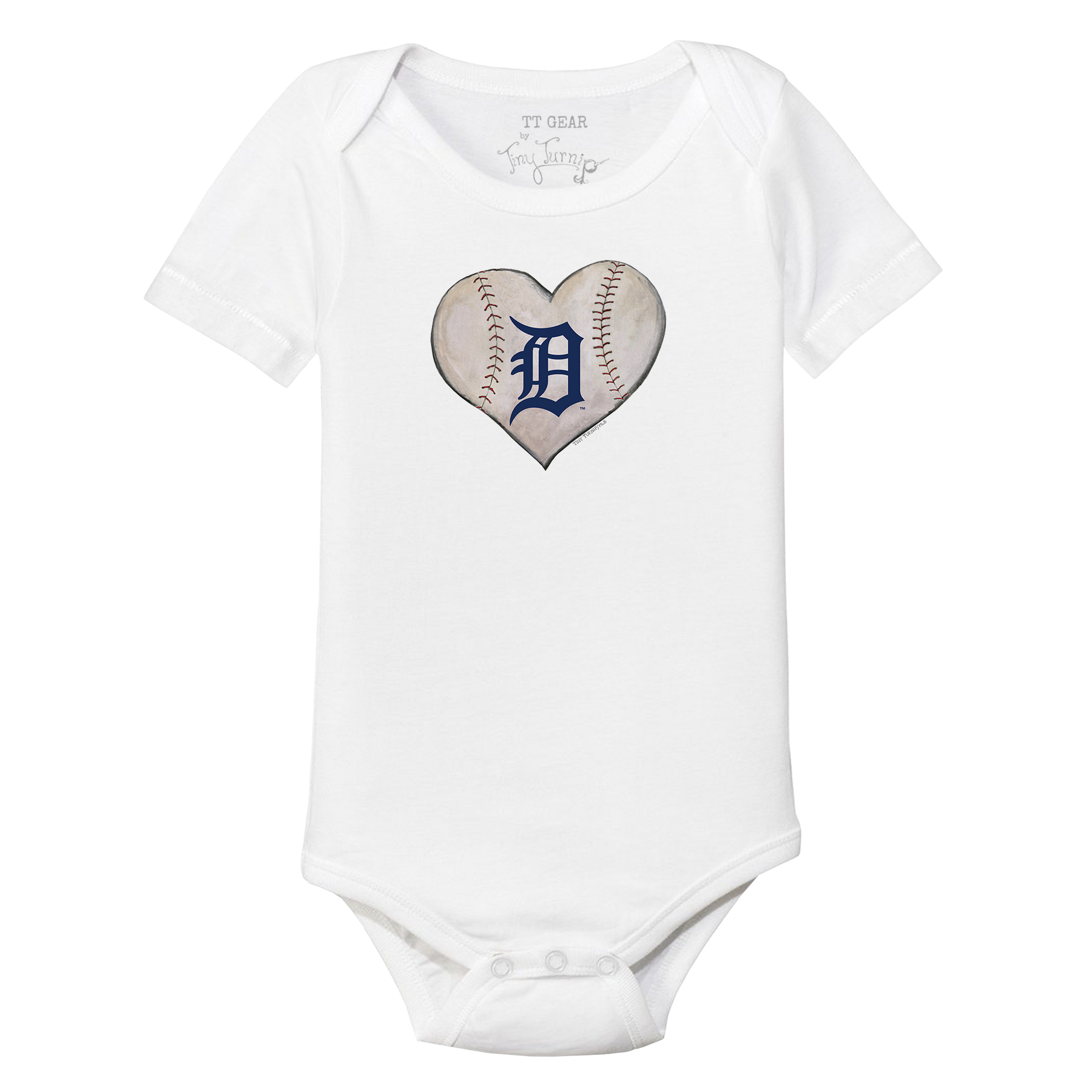 Detroit Tigers Stitched Heart Short Sleeve Snapper - Tiny Turnip
