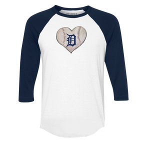 Detroit Tigers Stitched Heart 3/4 Navy Blue Sleeve Raglan - Tiny Turnip