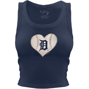 Detroit Tigers Baseball Heart Crop Tank - Tiny Turnip