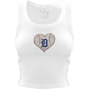 Detroit Tigers Baseball Heart Crop Tank - Tiny Turnip