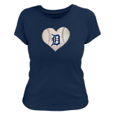 Detroit Tigers Stitched Heart Women's Tee Shirt - Tiny Turnip