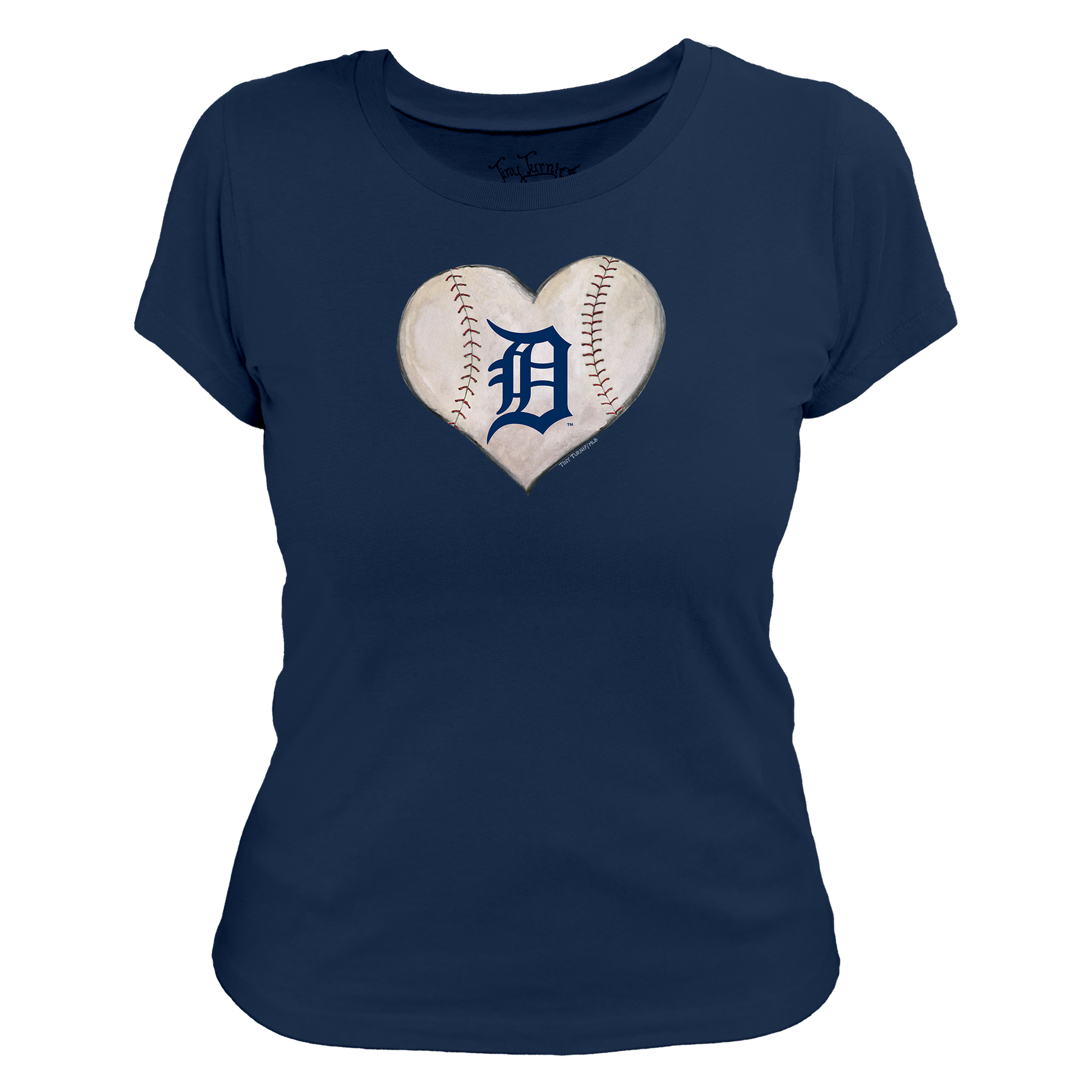 Detroit Tigers Stitched Heart Women's Tee Shirt - Tiny Turnip