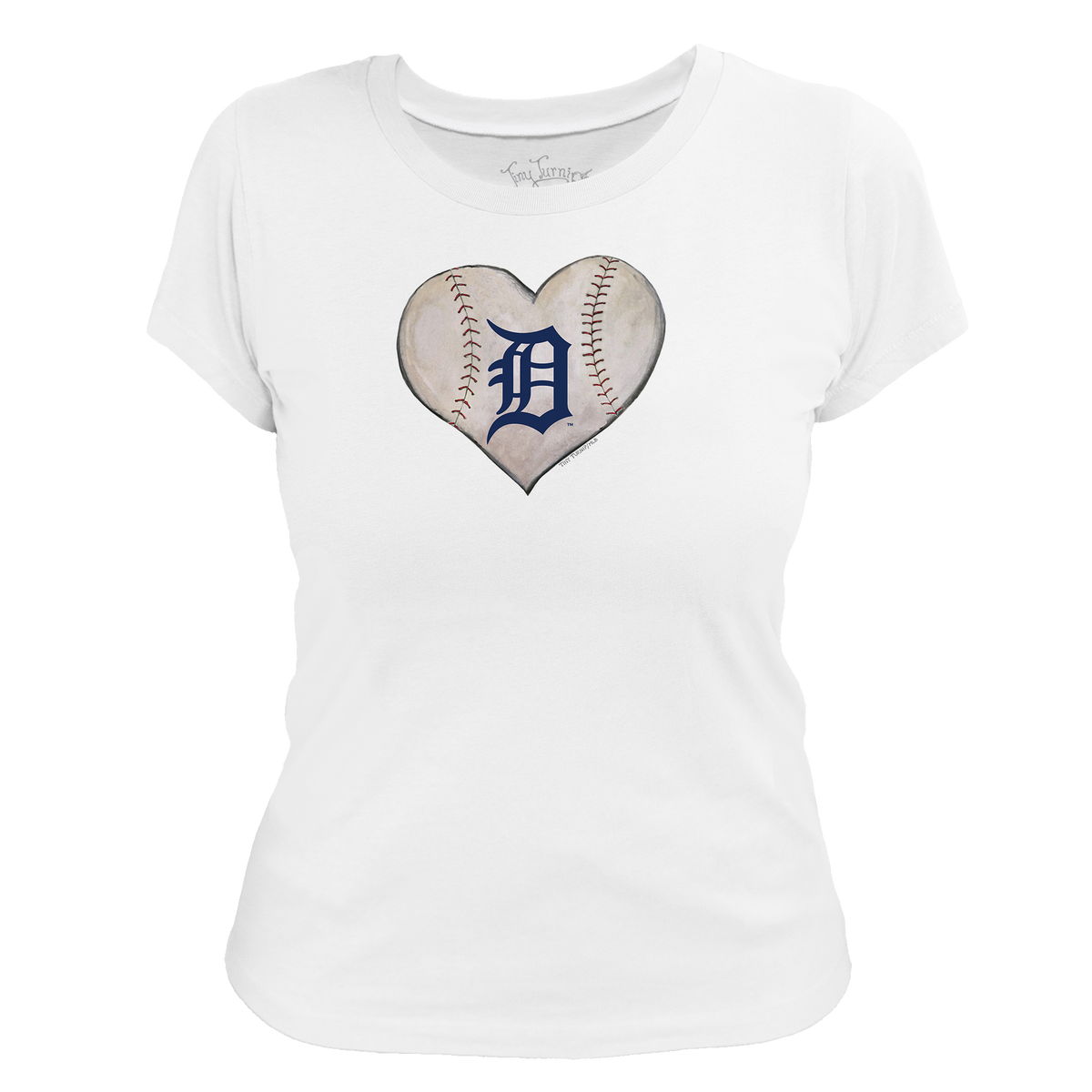 Detroit Tigers Stitched Heart Women's Tee Shirt - Tiny Turnip