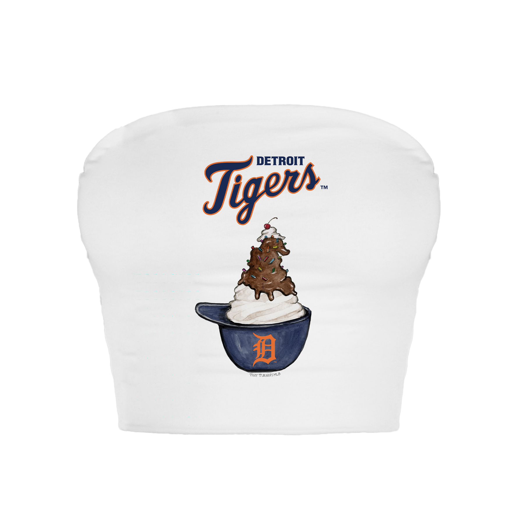 Detroit Tigers Sundae Helmet Crop Tube Top - Tiny Turnip