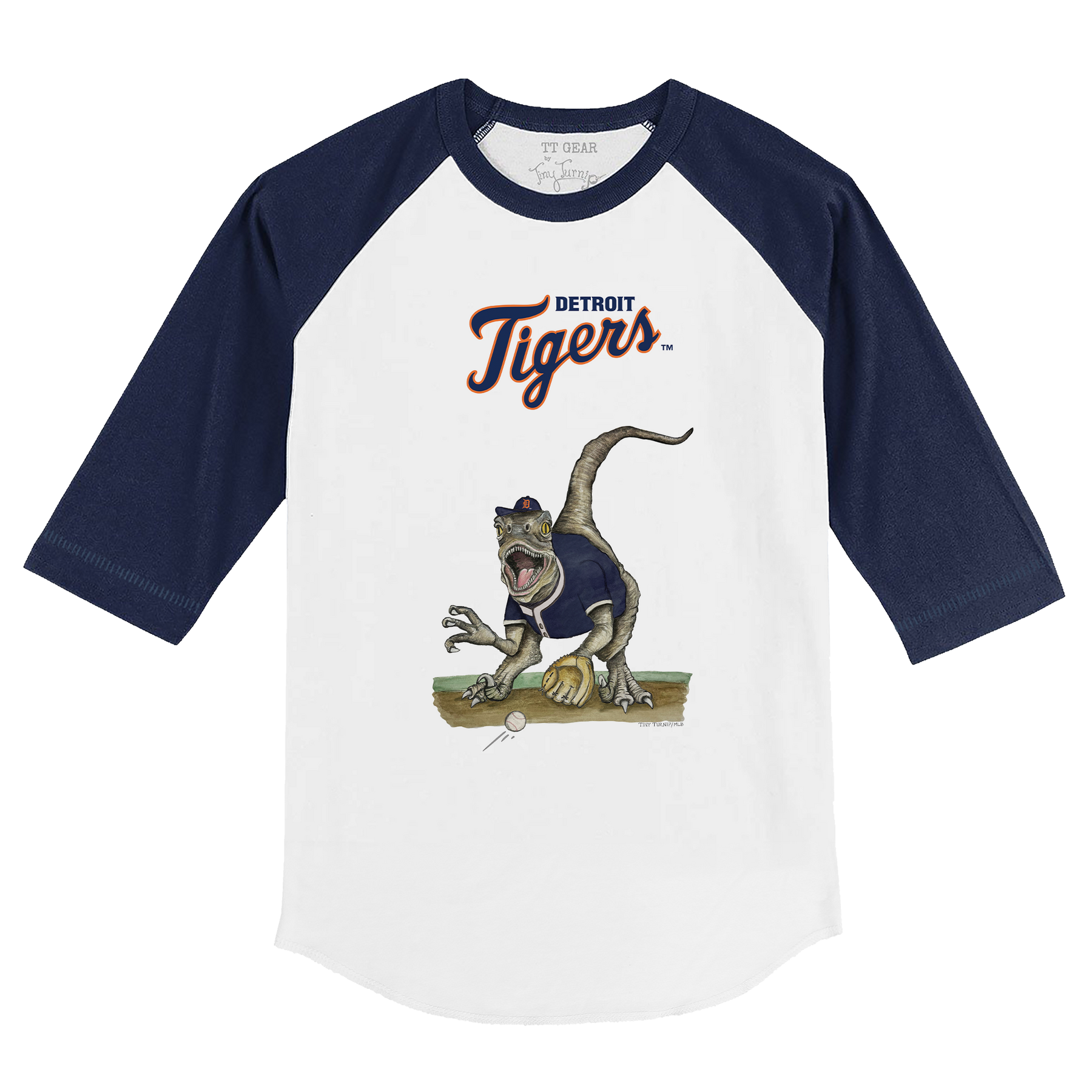 Detroit Tigers Velociraptor 3/4 Navy Blue Sleeve Raglan