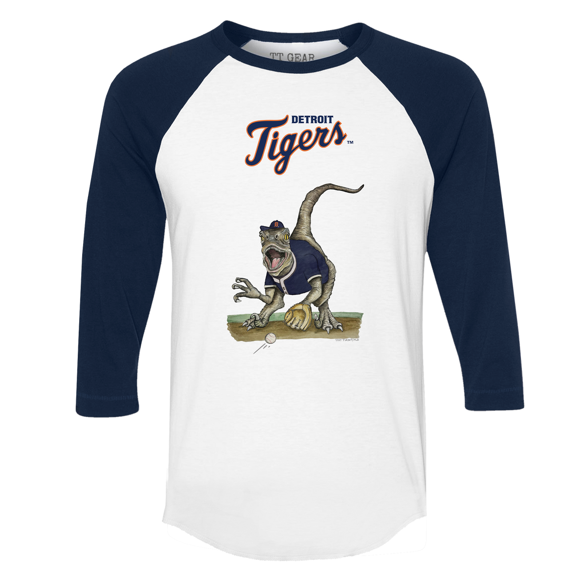 Detroit Tigers Velociraptor 3/4 Navy Blue Sleeve Raglan