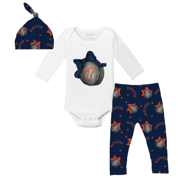 VIP NHL Hockey Bow w/ Name, Number - Long Sleeve Snapper Layette Set - Tiny Turnip