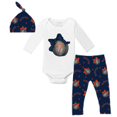 VIP NHL Hockey Bow w/ Name, Number - Long Sleeve Snapper Layette Set - Tiny Turnip