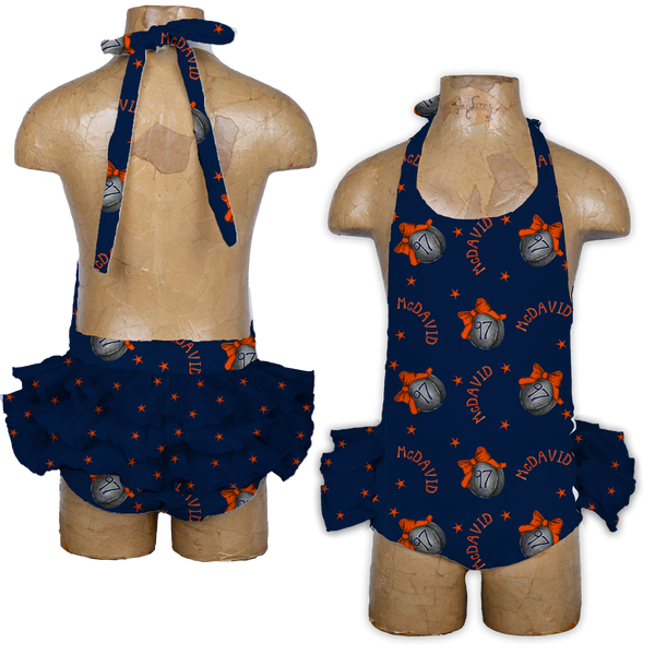 VIP NHL Hockey Bow w/ Name, Number - Ruffle Romper - Tiny Turnip