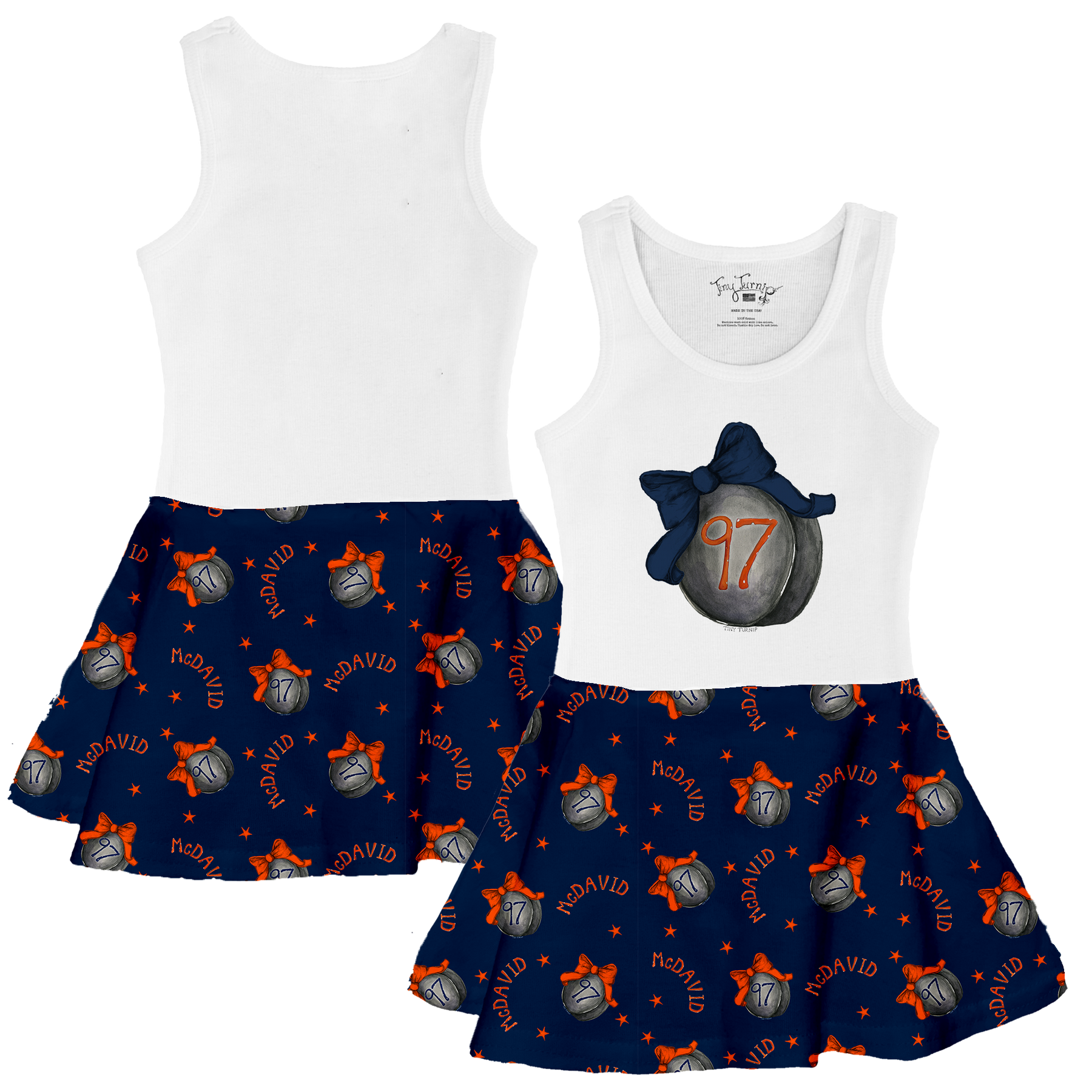VIP Hockey Bow w/ Name, Number - Tank Swing Dress - Tiny Turnip