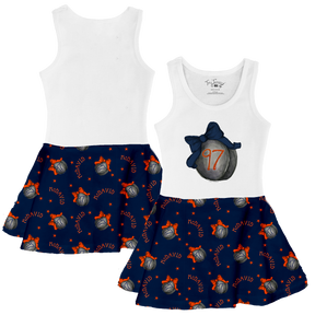 VIP Hockey Bow w/ Name, Number - Tank Swing Dress - Tiny Turnip