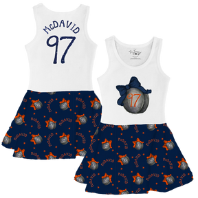 VIP NHL Hockey Bow w/ Name, Number - Tank Swing Dress - Tiny Turnip