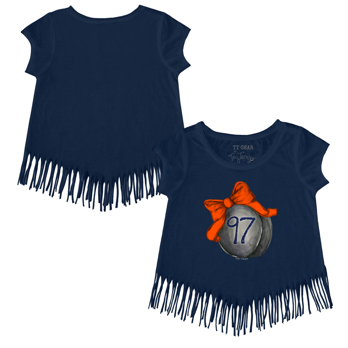 VIP Hockey Bow w/ Name, Number - Fringe Tee - Tiny Turnip