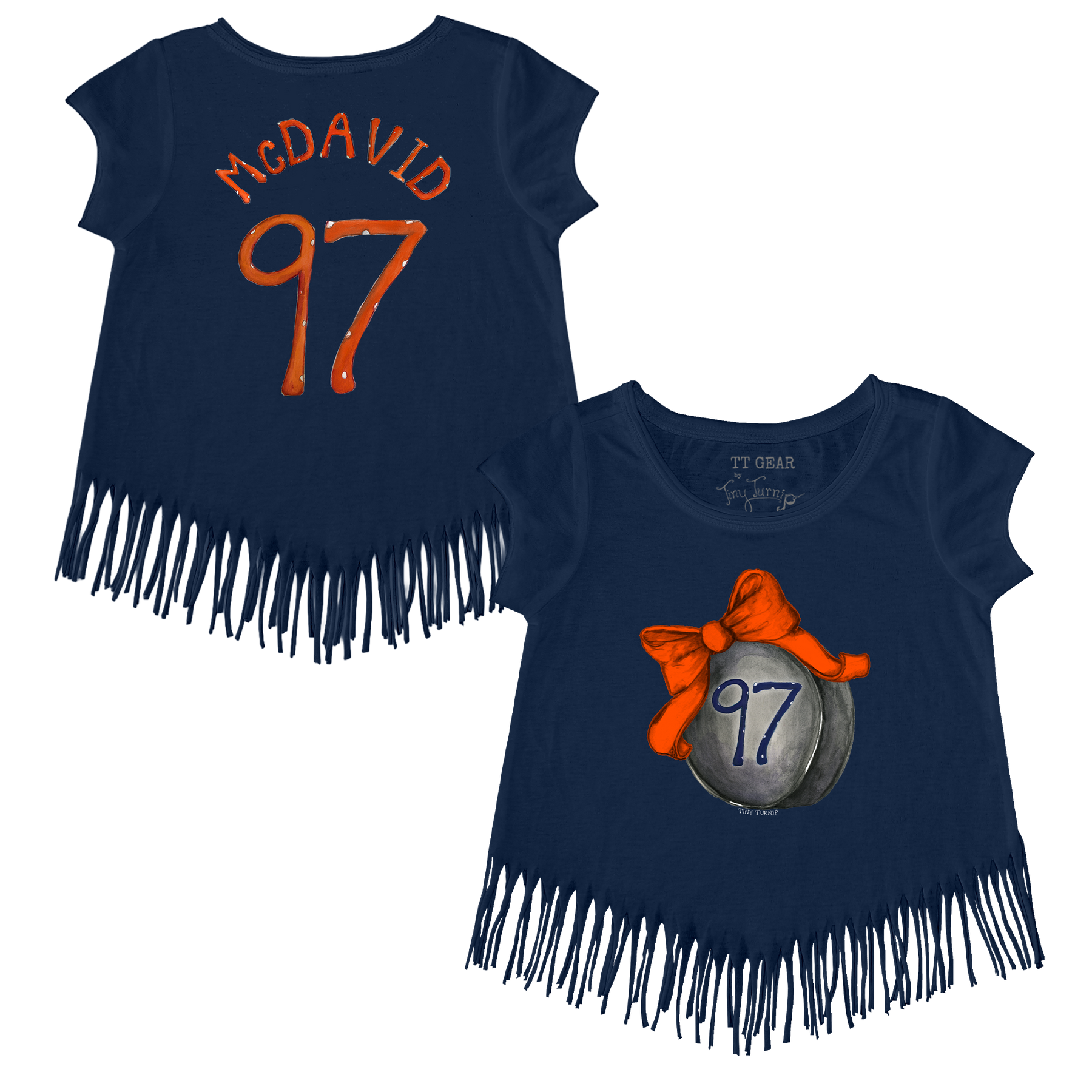 VIP NHL Hockey Bow w/ Name, Number - Fringe Tee - Tiny Turnip