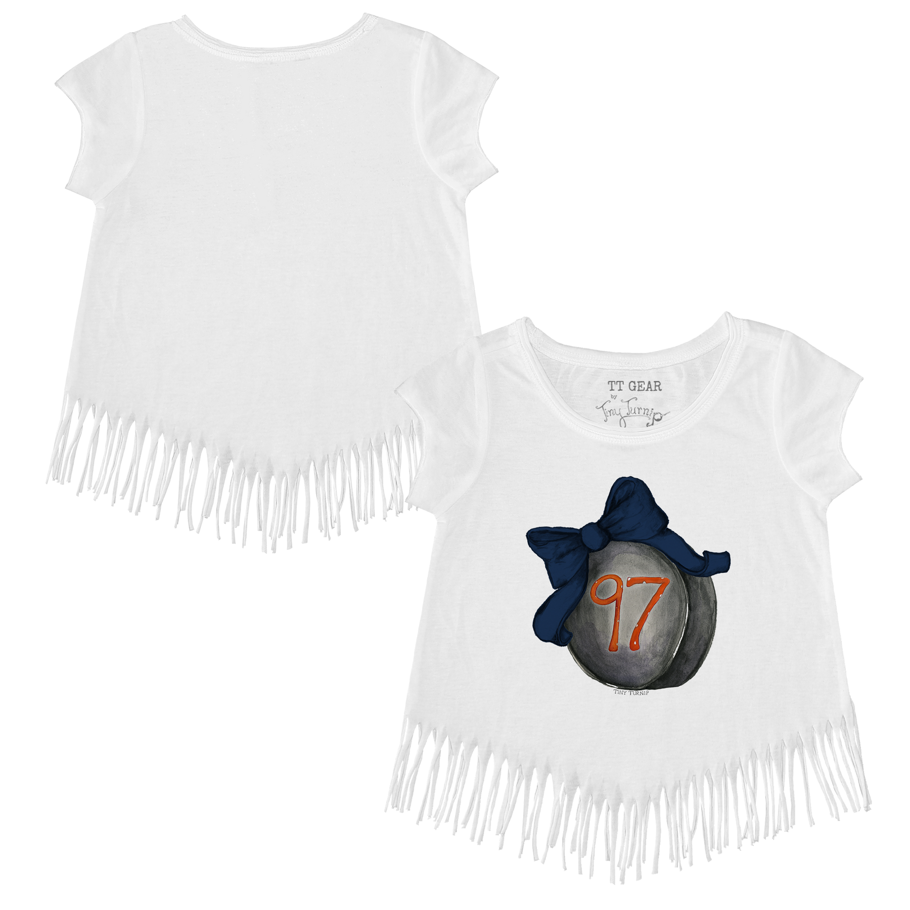 VIP Hockey Bow w/ Name, Number - Fringe Tee - Tiny Turnip
