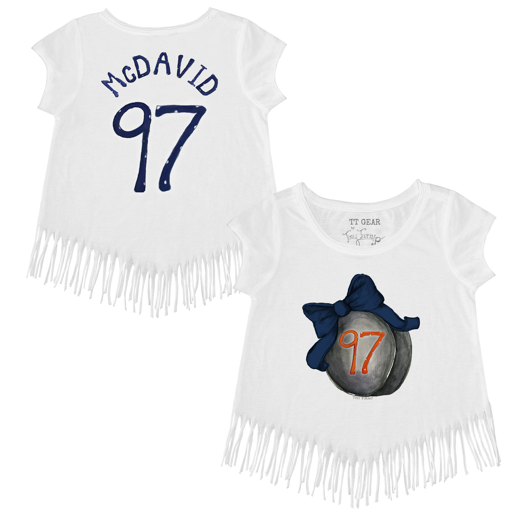 VIP NHL Hockey Bow w/ Name, Number - Fringe Tee - Tiny Turnip