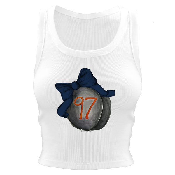 VIP Hockey Bow w/ Name, Number - Crop Tank - Tiny Turnip