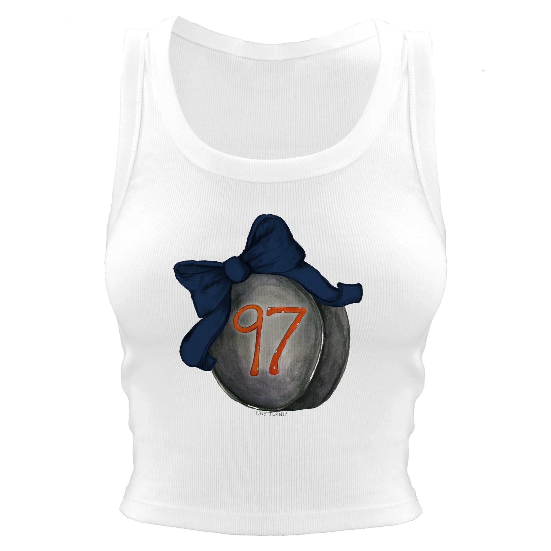 VIP Hockey Bow w/ Name, Number - Crop Tank - Tiny Turnip