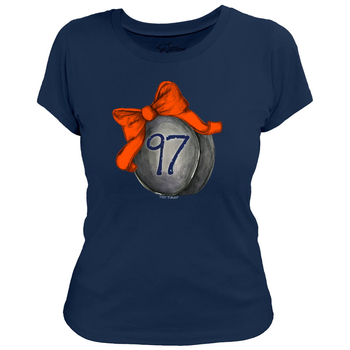 VIP Hockey Bow w/ Name, Number - Women's Tee Shirt - Tiny Turnip