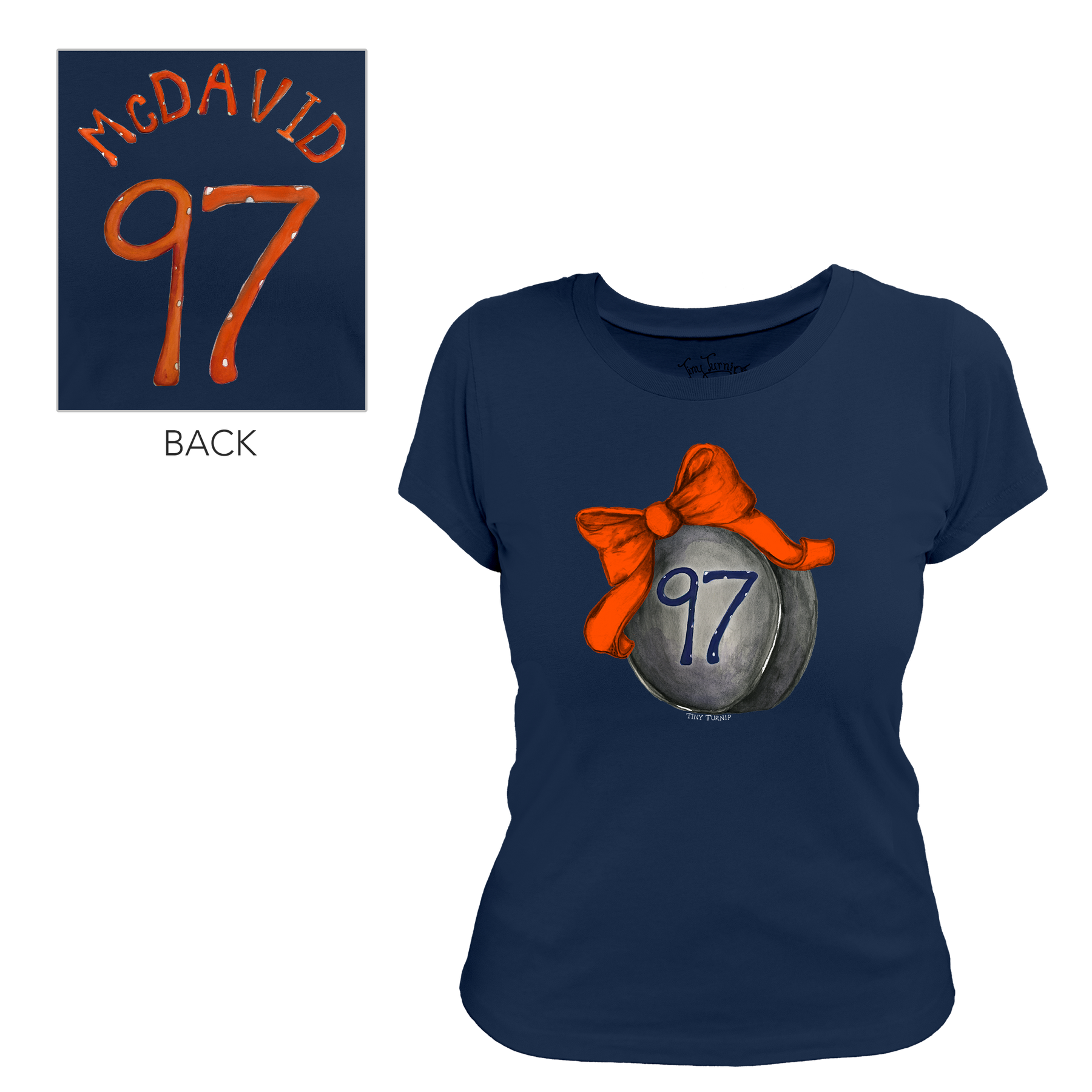 VIP NHL Hockey Bow w/ Name, Number - Women's Tee Shirt - Tiny Turnip