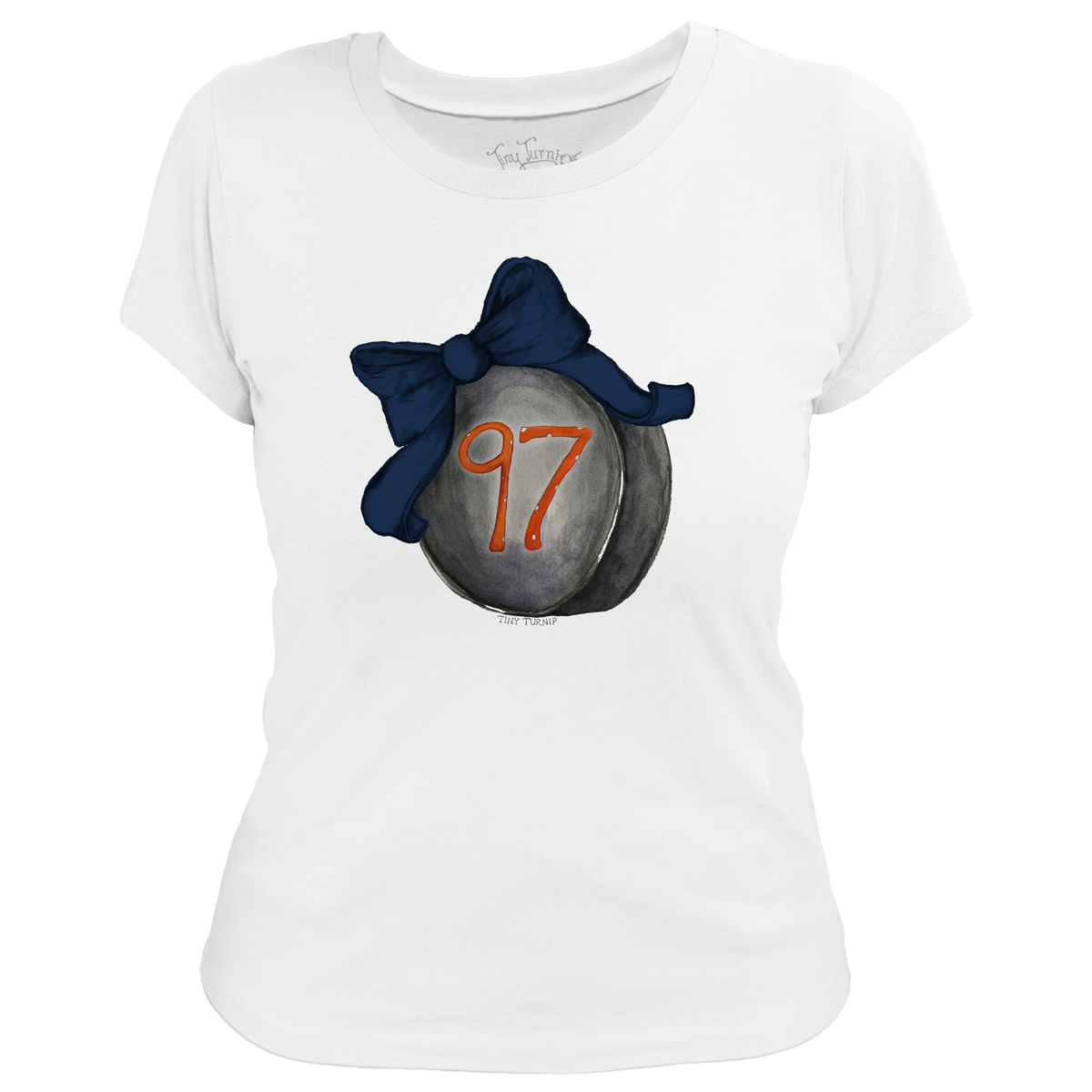 VIP Hockey Bow w/ Name, Number - Women's Tee Shirt - Tiny Turnip