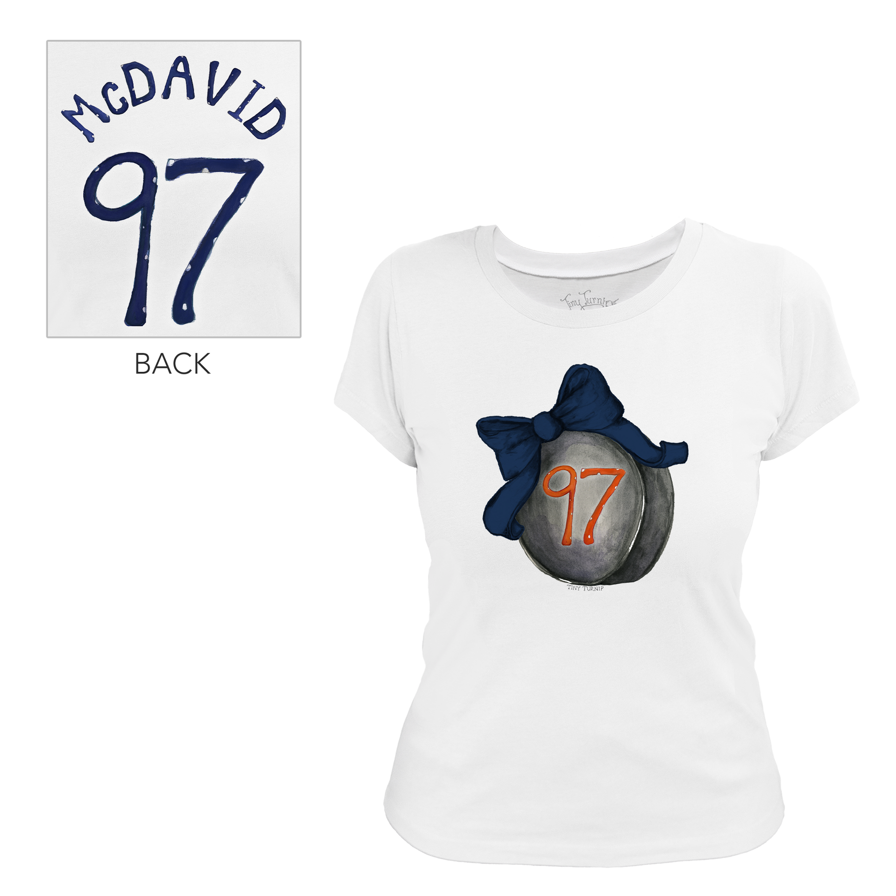 VIP NHL Hockey Bow w/ Name, Number - Women's Tee Shirt - Tiny Turnip